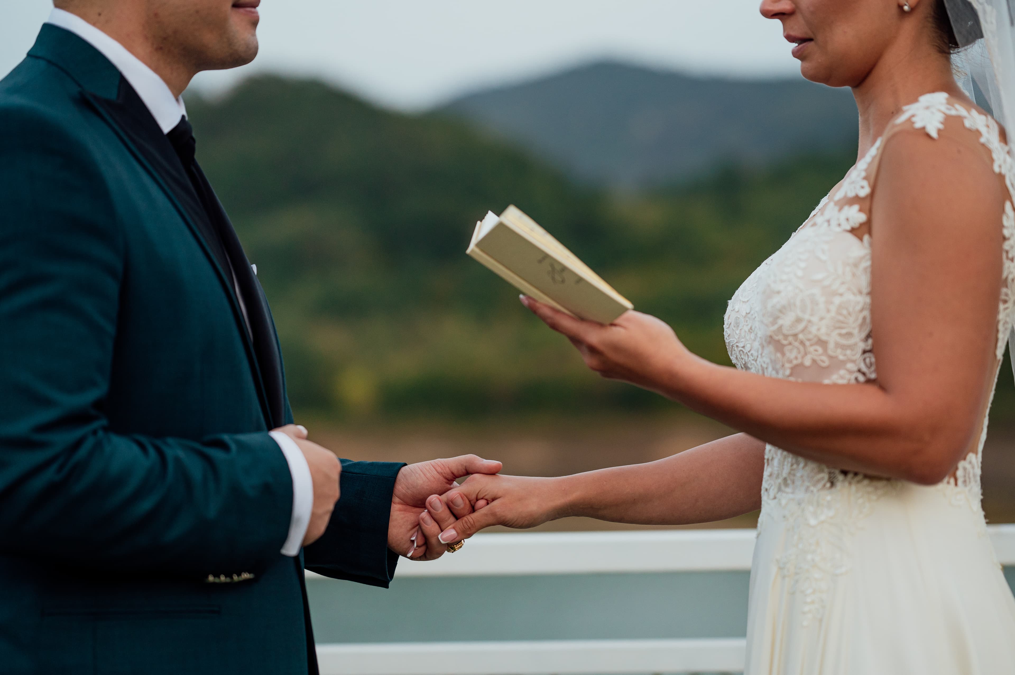 Exchanging rings during the vows
