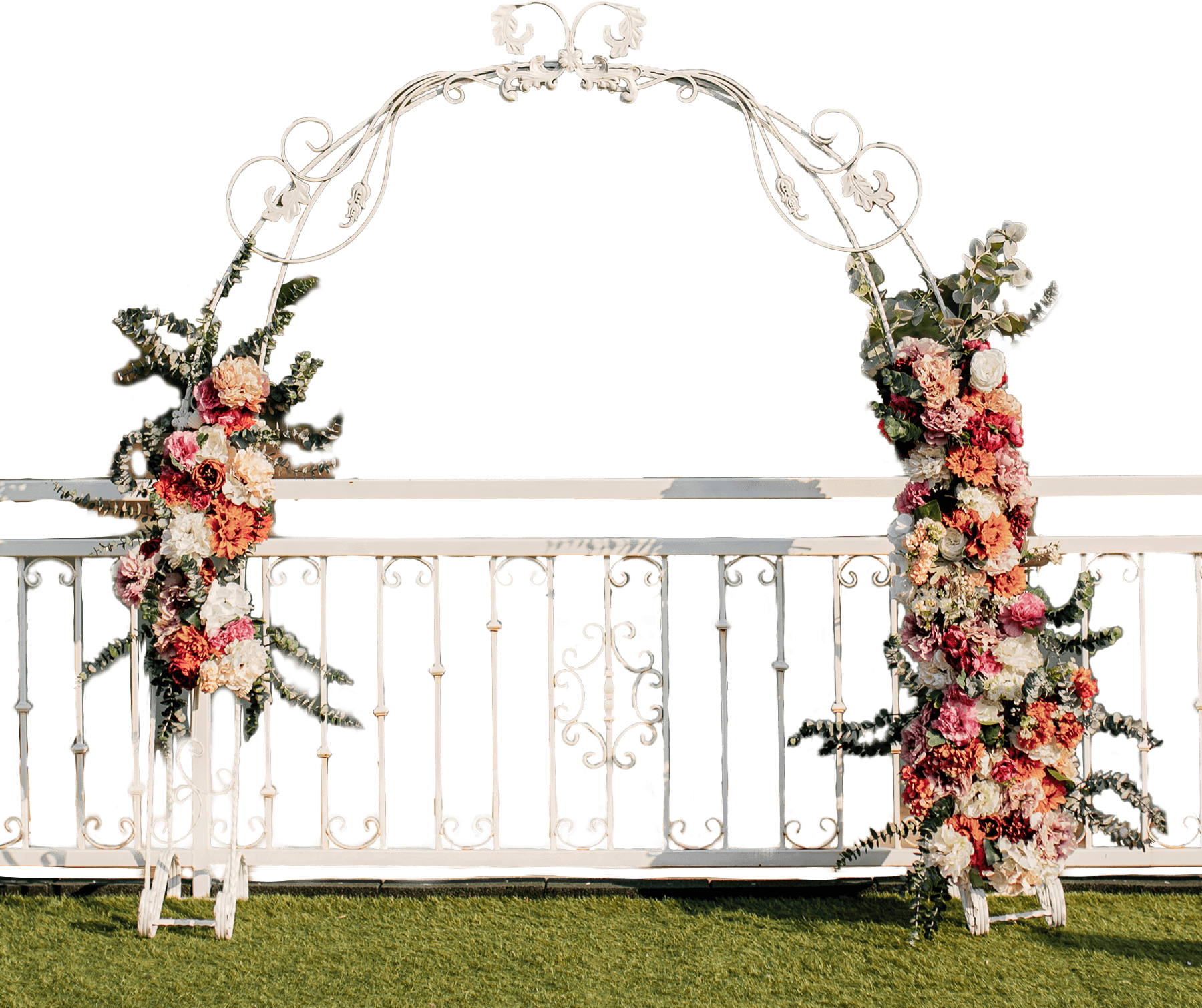 Wedding arch on the terrace overlooking the reservoir
